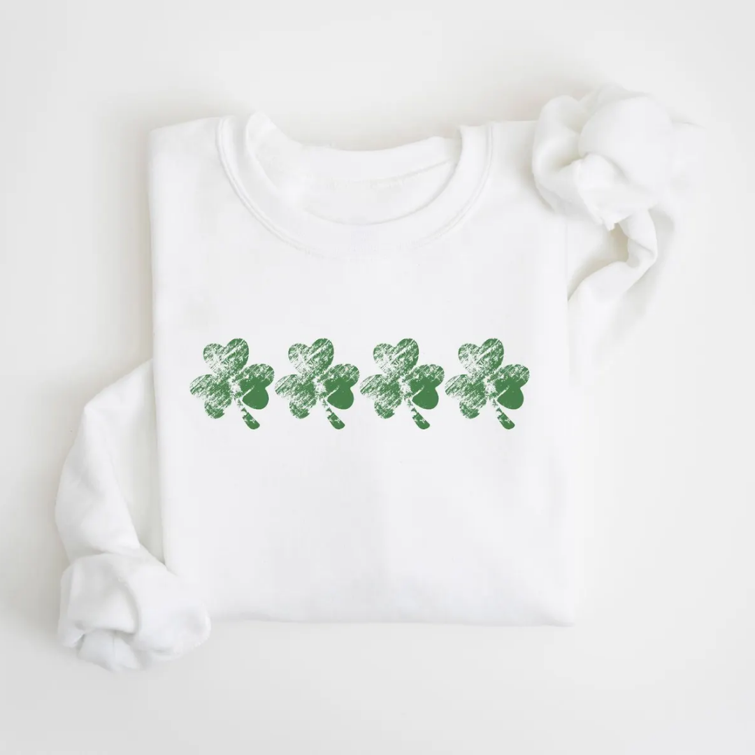 Shamrocks St Patrick's Day Sweatshirt - White