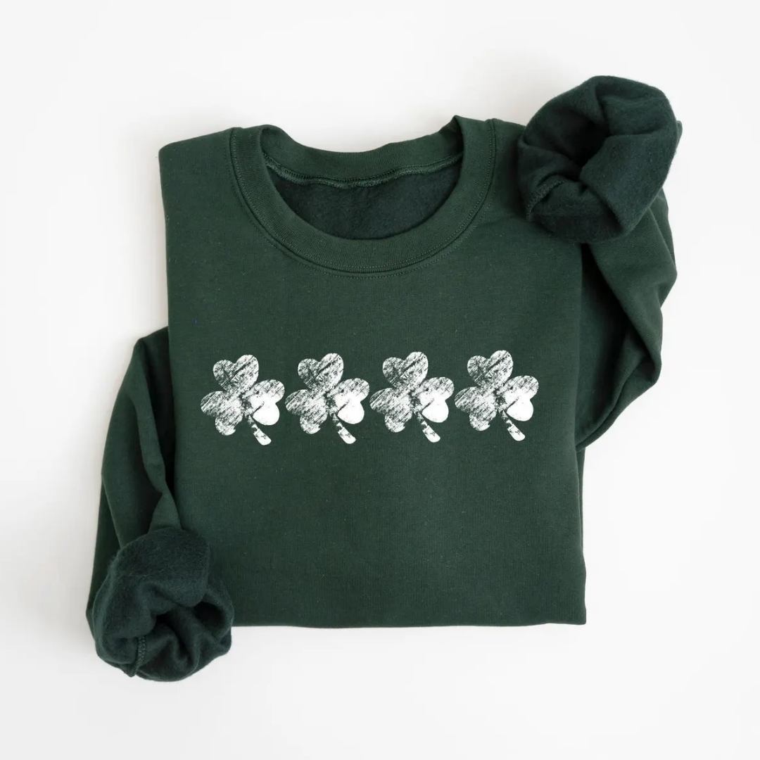 Shamrocks St Patrick's Day Sweatshirt - Forest Green