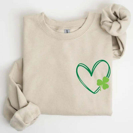 Heart St Patrick's Day Sweatshirt - Sandstone