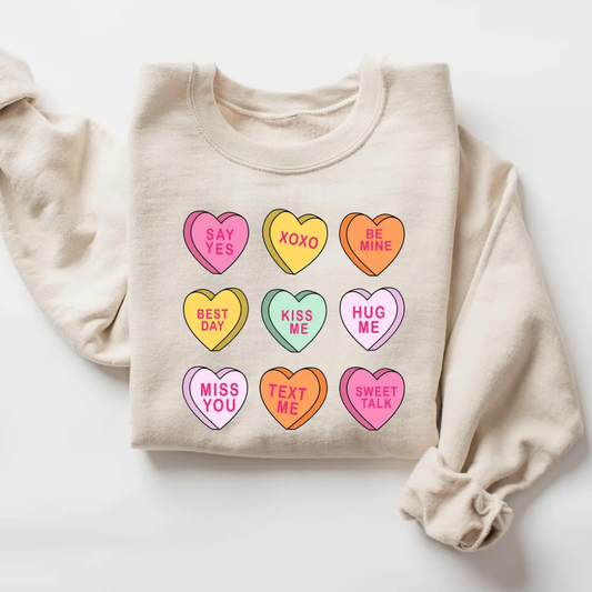 Hearts Valentine's Day Sweatshirt - Sand