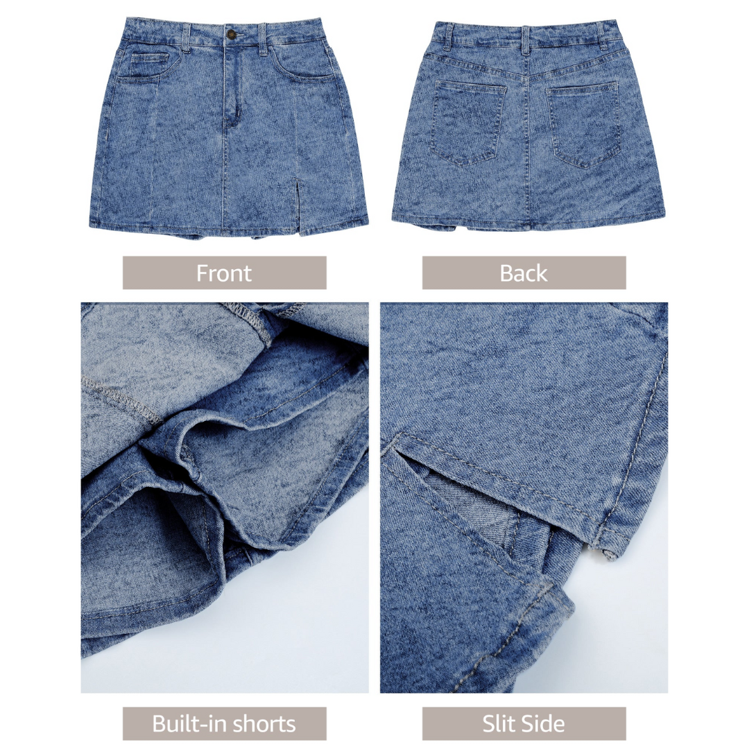 FleXclusive™ Skorts Skirts for Women Denim Mini Skirt
