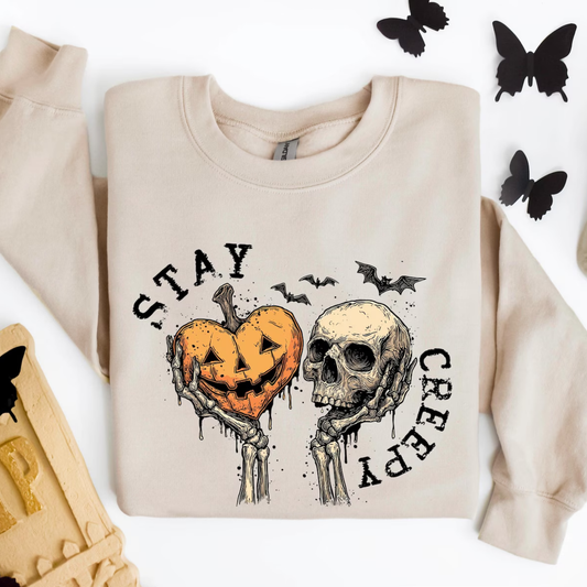 Stay Creepy Autumn Sweatshirt - Sandstone