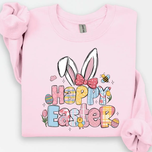 Happy Easter Bunny Sweatshirt - Light Pink