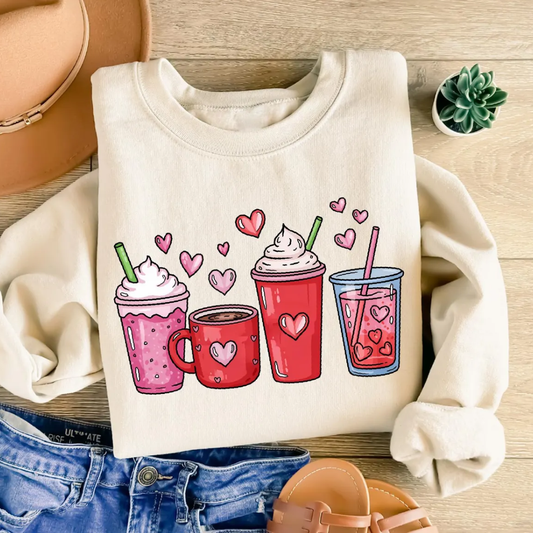 Love Coffee Valentine's Day Sweatshirt - Sandstone