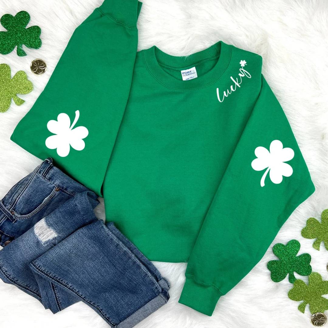 Lucky Shamrock St Patrick's Day Sweatshirt - Kelly Green