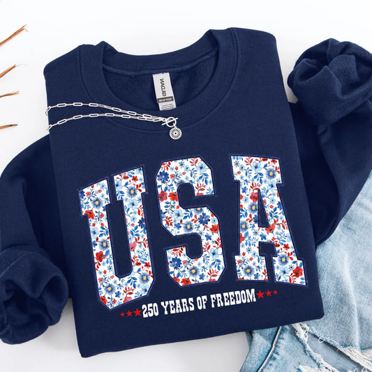 USA Festive 4th of July Sweatshirt - Dark Blue
