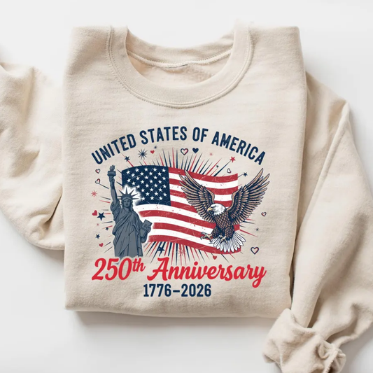 USA 4th of July Sweatshirt - Sand