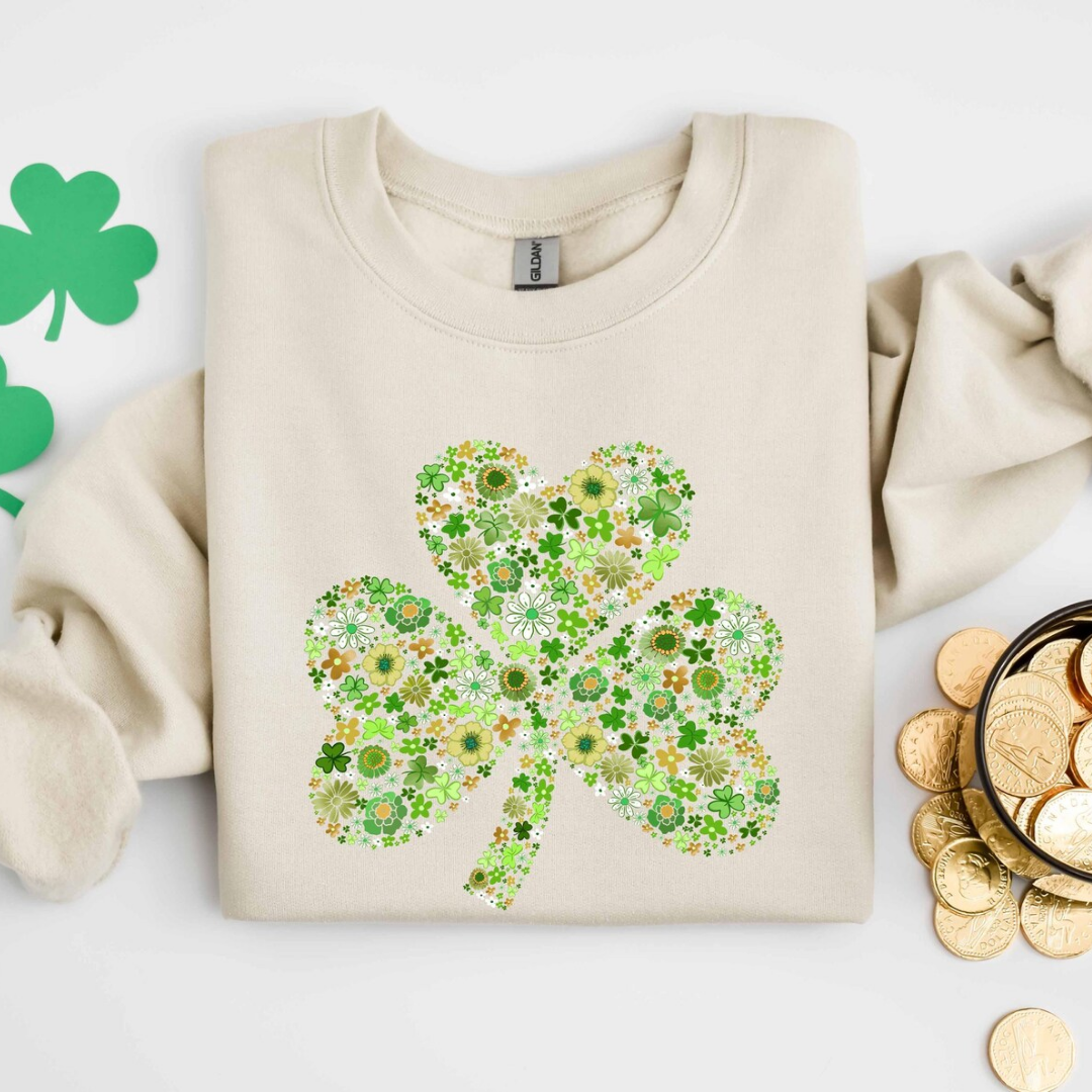 Shamrock St Patrick's Day Sweatshirt - Sand