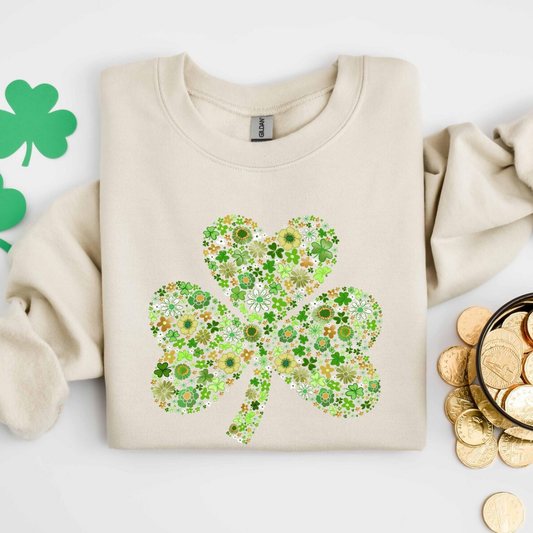 Shamrock St Patrick's Day Sweatshirt - Sand