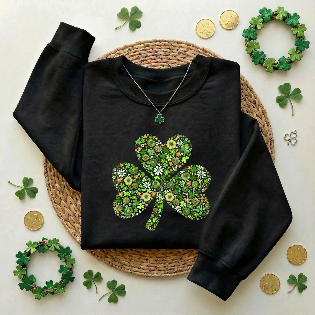 Shamrock St Patrick's Day Sweatshirt - Black