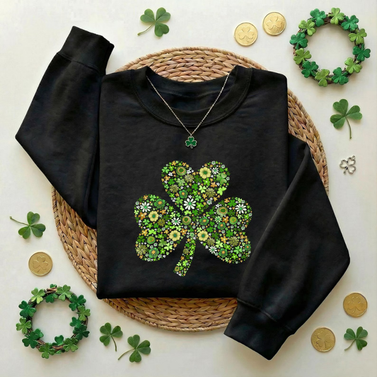 Shamrock St Patrick's Day Sweatshirt - Black