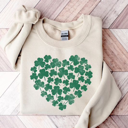Heart St Patrick's Day Sweatshirt - Sand