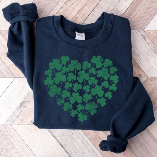 Heart St Patrick's Day Sweatshirt - Dark Blue