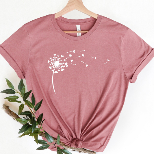 Dandelion Hearts Valentine's Day Shirt - Mauve