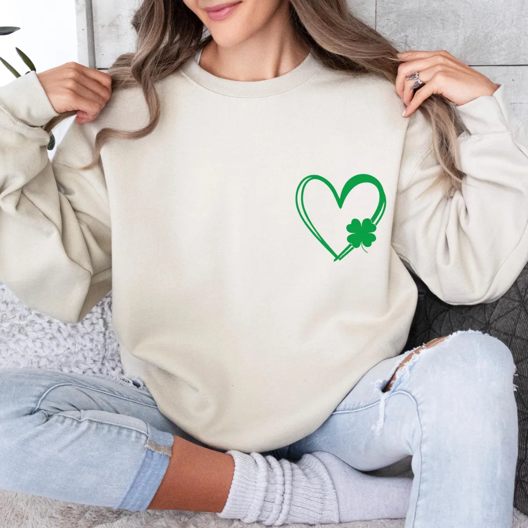 Heart St Patrick's Day Sweatshirt - Sand