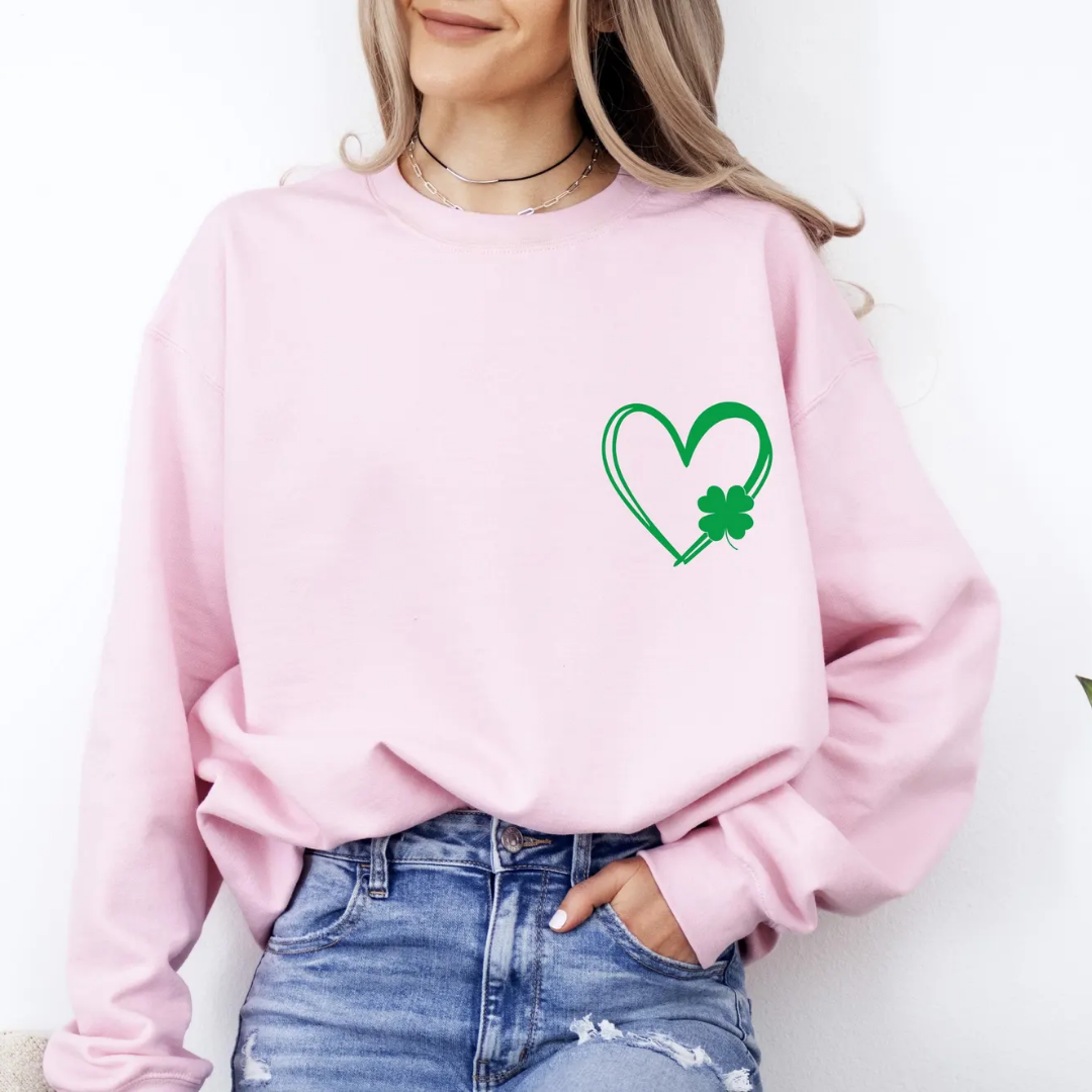 Heart St Patrick's Day Sweatshirt - Light Pink