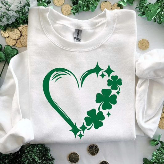 Shamrock Hearts St Patrick's Day Sweatshirt - White