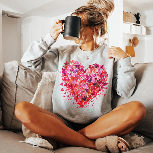 Hearts Valentine's Day Sweatshirt - Ash