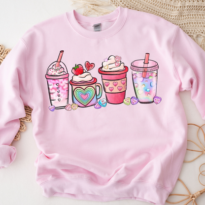 Love Coffee Valentine's Day Sweatshirt - Light Pink