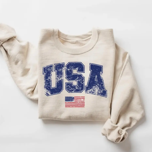 USA 4th of July Sweatshirt - Sandstone