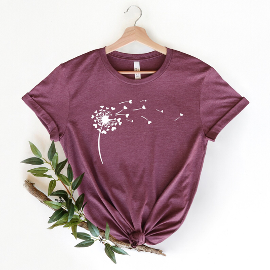 Dandelion Hearts Valentine's Day Shirt - Maroon