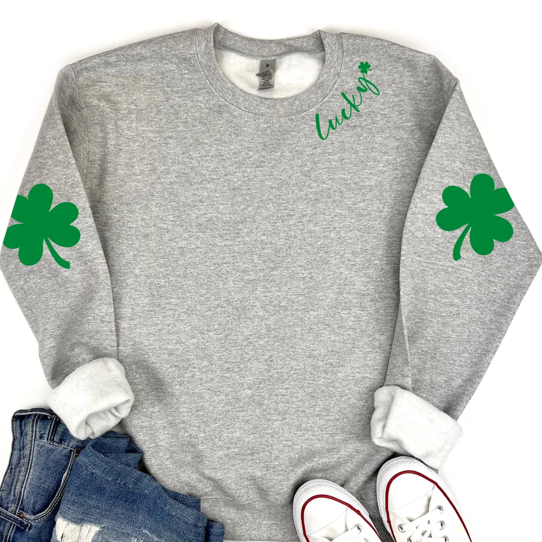 Lucky Shamrock St Patrick's Day Sweatshirt - Sport Grey