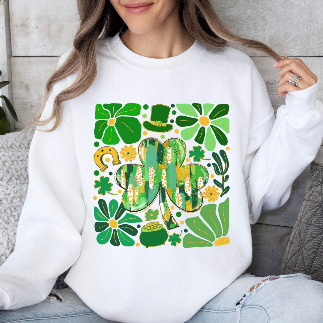 Shamrock St Patrick's Day Sweatshirt - White