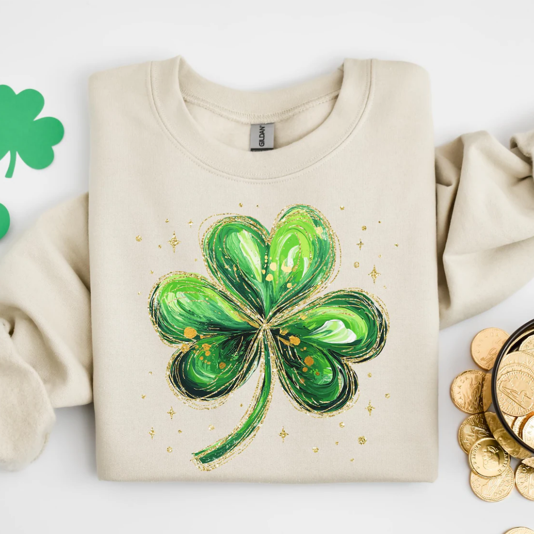 Shamrock St Patrick's Day Sweatshirt - Sand