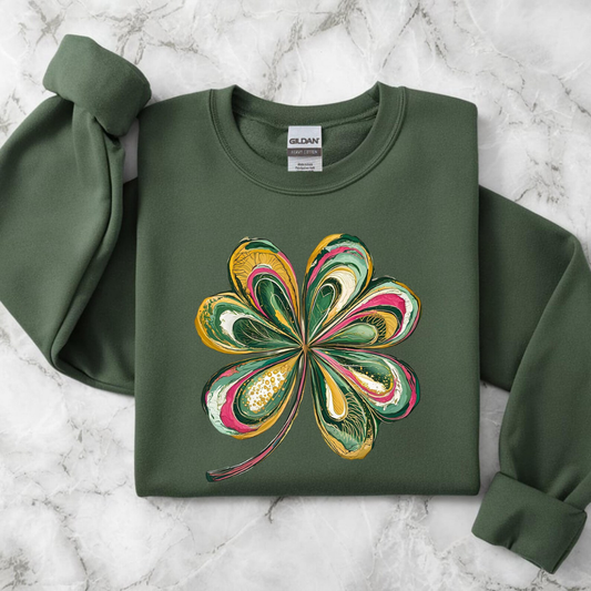 Shamrock St Patrick's Day Sweatshirt - Military Green