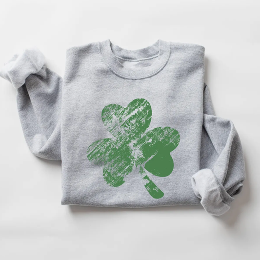 Vintage Shamrock St Patrick's Day Sweatshirt - Ash Grey
