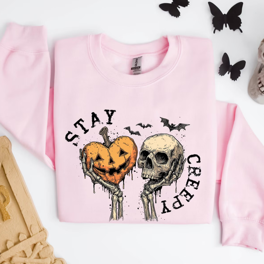 Stay Creepy Autumn Sweatshirt - Light Pink