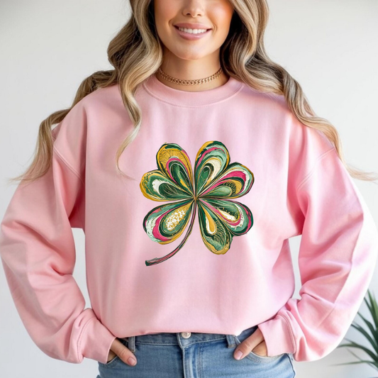 Shamrock St Patrick's Day Sweatshirt - Light Pink