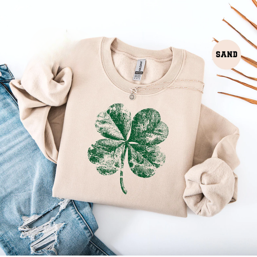 Shamrock St Patrick's Day Sweatshirt - Sand