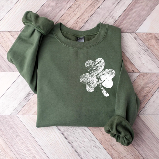 Shamrock St Patrick's Day Sweatshirt - Military Green