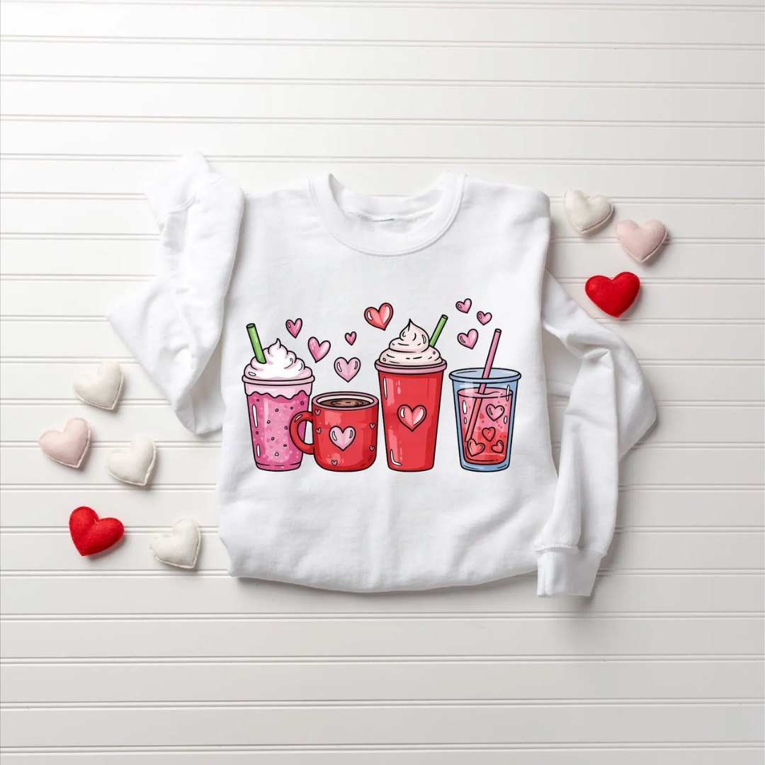 Love Coffee Valentine's Day Sweatshirt - White