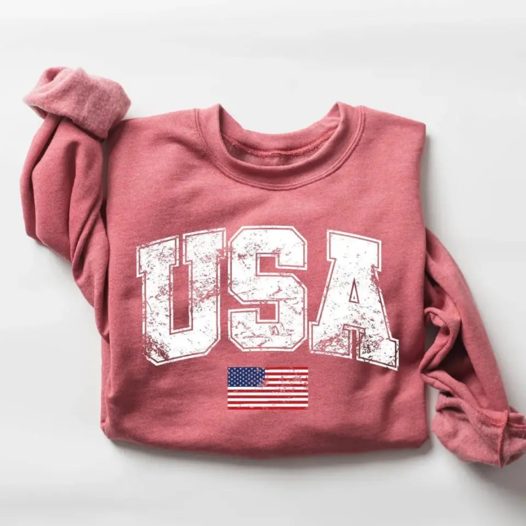 USA 4th of July Sweatshirt - Heather Red