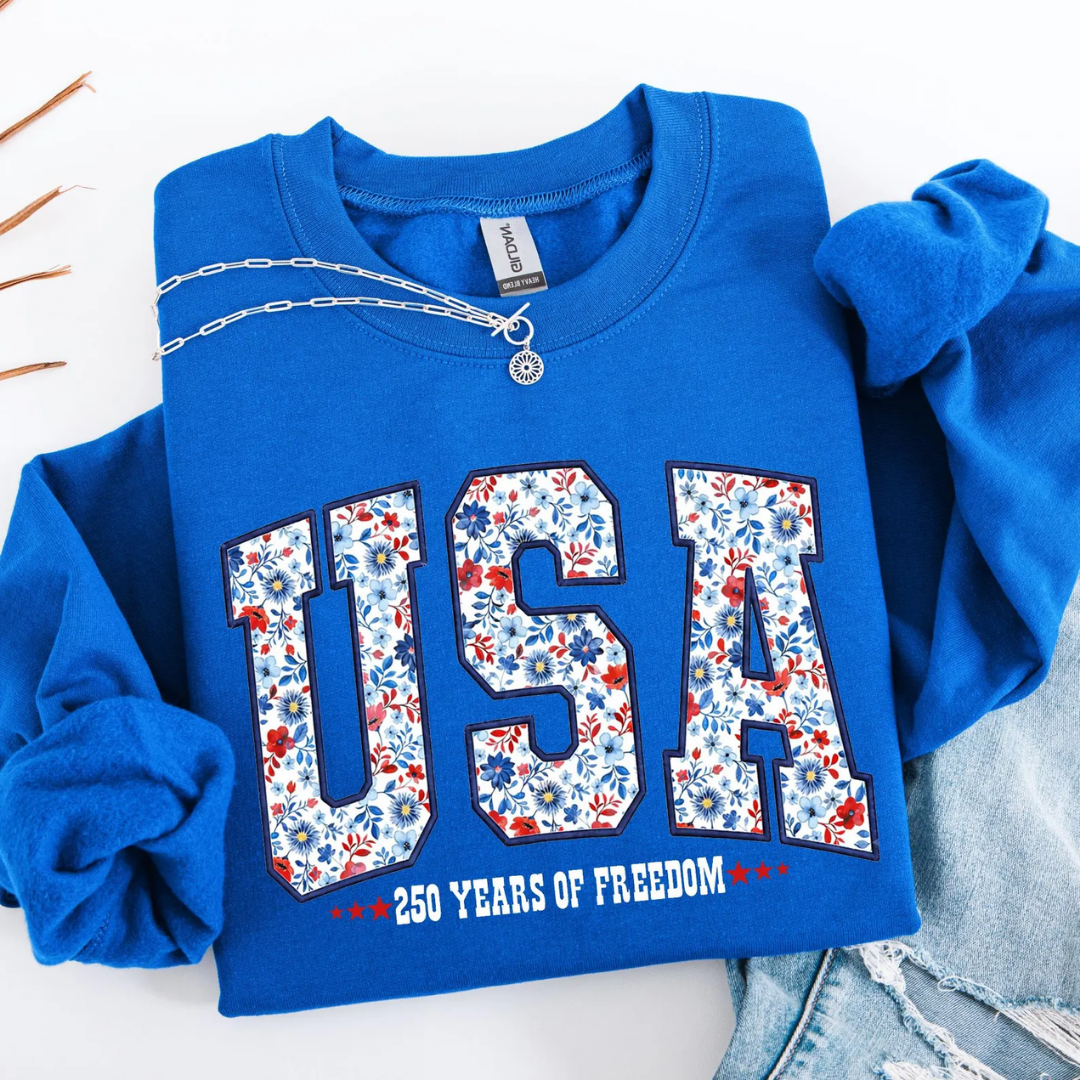 USA Festive 4th of July Sweatshirt - Blue