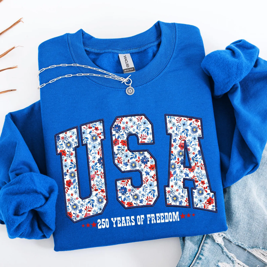 USA Festive 4th of July Sweatshirt - Blue