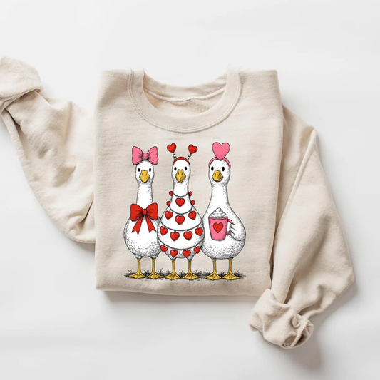 Love Goose Valentine's Day Sweatshirt - Sandstone
