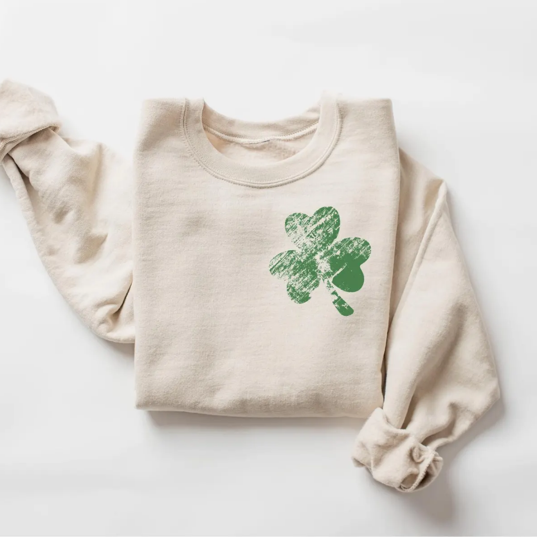 Shamrock St Patrick's Day Sweatshirt - Sand