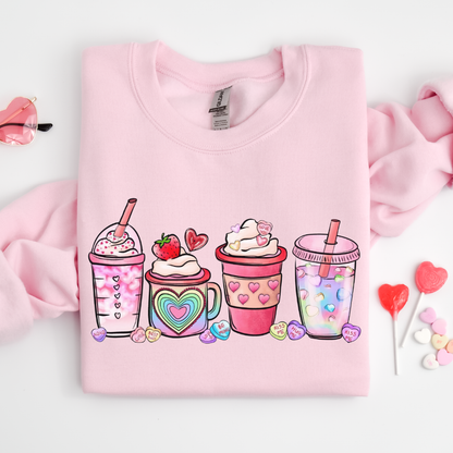 Love Coffee Valentine's Day Sweatshirt - Light Pink