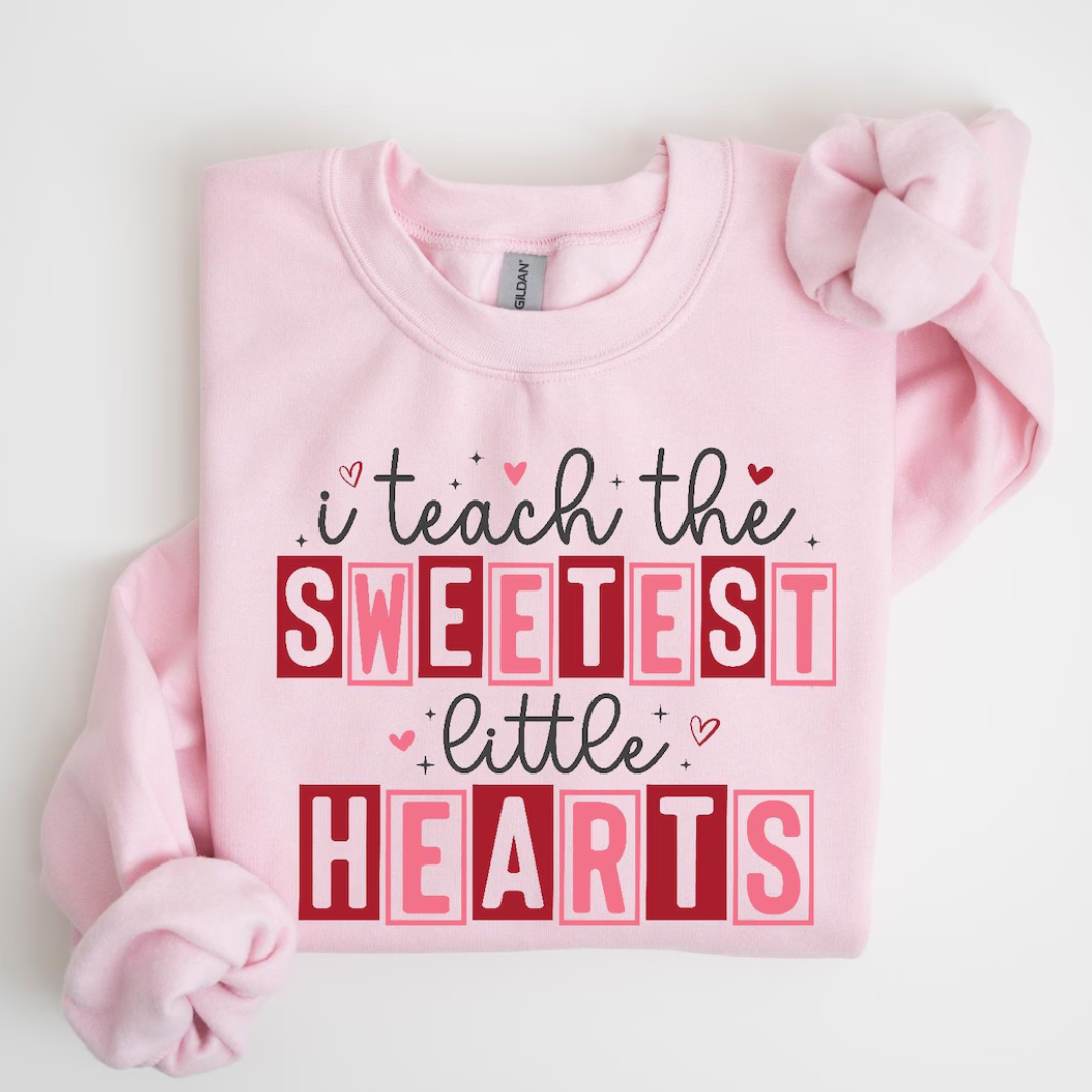 Teacher's Valentine's Day Sweatshirt - Light Pink