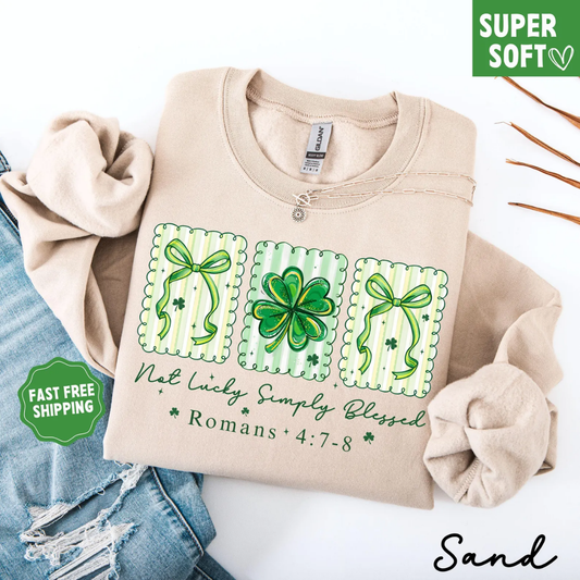 Lucky Blessed St Patrick's Day Sweatshirt - Sand