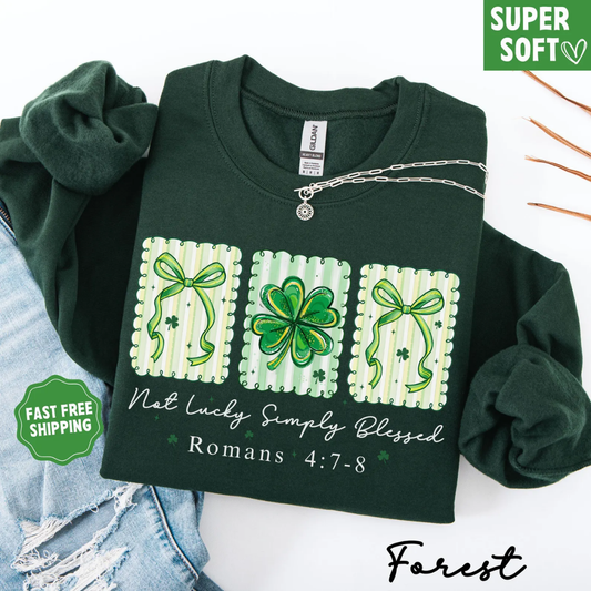 Lucky Blessed St Patrick's Day Sweatshirt - Forest Green