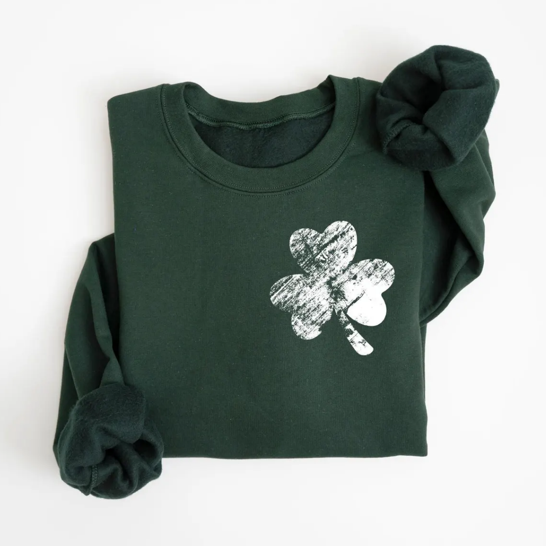Shamrock St Patrick's Day Sweatshirt - Forest Green