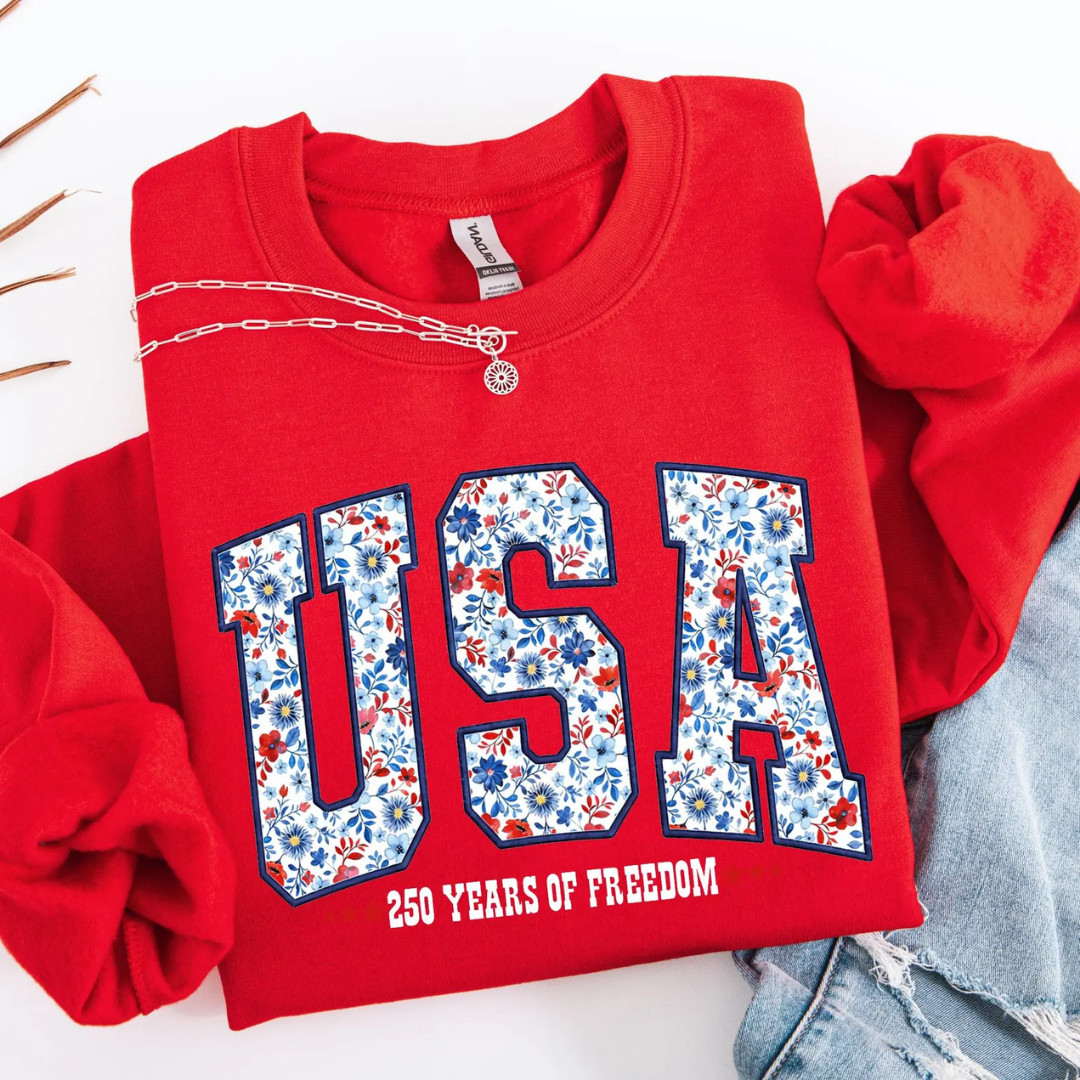 USA Festive 4th of July Sweatshirt - Red