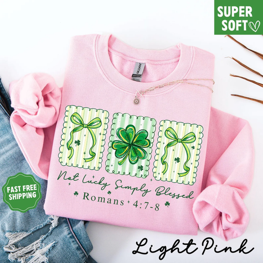 Lucky Blessed St Patrick's Day Sweatshirt - Light Pink