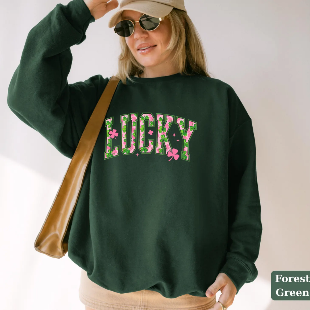 Lucky St Patrick's Day Sweatshirt - Dark Green