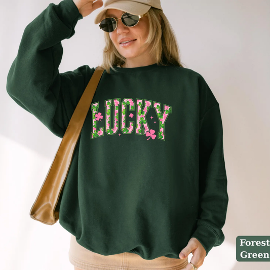 Lucky St Patrick's Day Sweatshirt - Dark Green