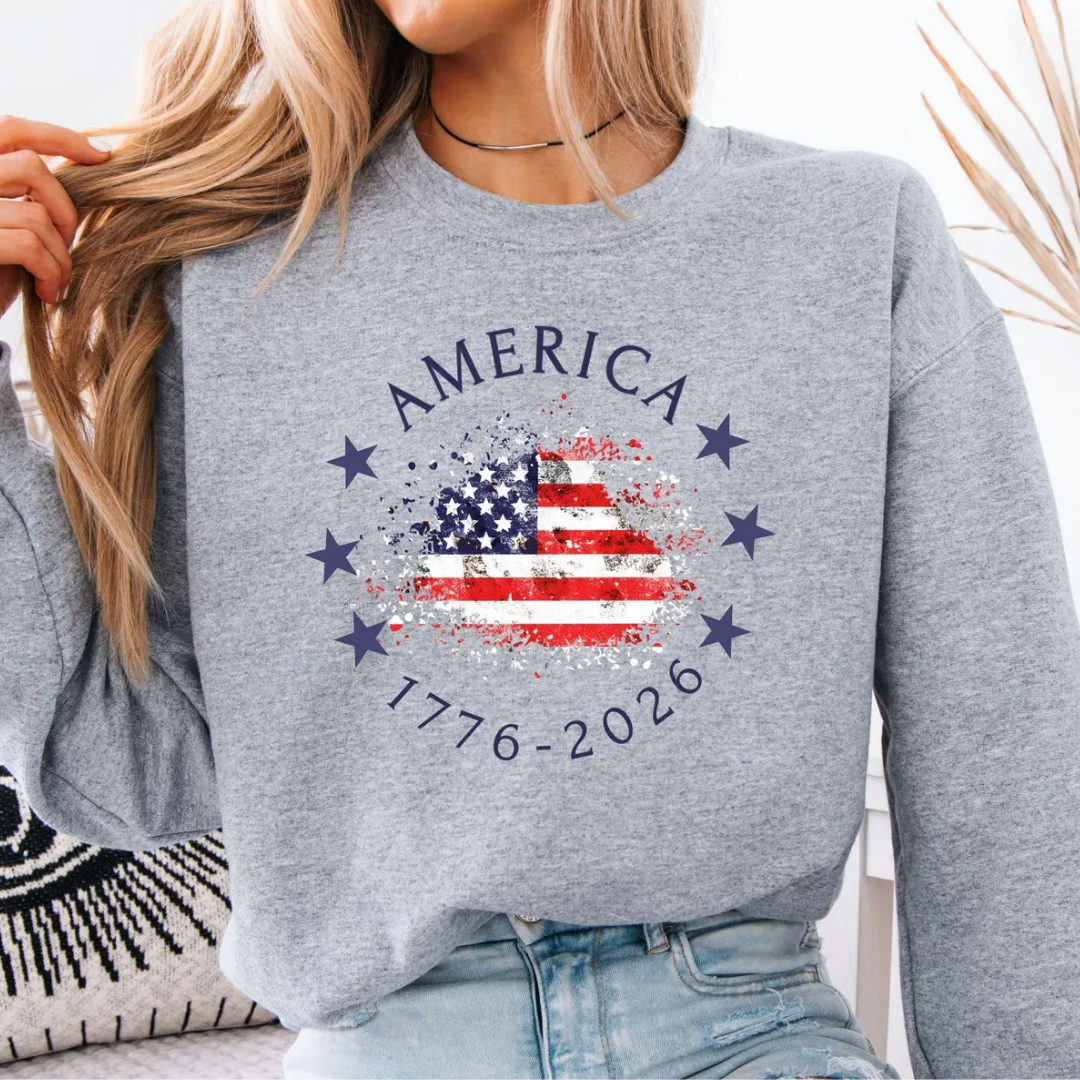 AMERICA 4th of July Sweatshirt - Ash Grey